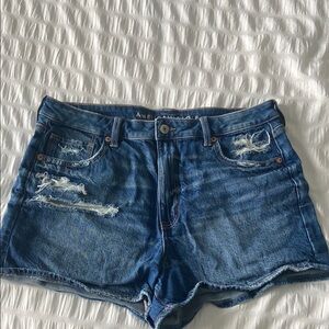 American Eagle Outfitters Blue Distressed Jean Shorts